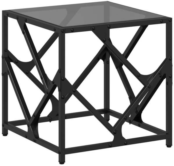 vidaXL Couchtisch mit Glasplatte Schwarz 40x40x41 cm Stahl 845991