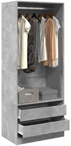 vidaXL Kleiderschrank Betongrau 80x50x200 cm Holzwerkstoff 3307750