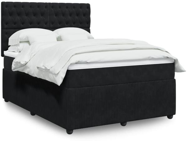 vidaXL Boxspringbett mit Matratze Schwarz 140x200 cm Samt 3292366