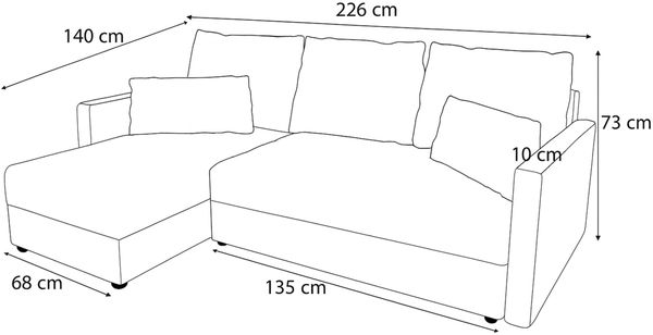 AX LIVING Schwarze Ecksofa Klein mit Schlaffunktion Dolceo L 226 cm Bild 4