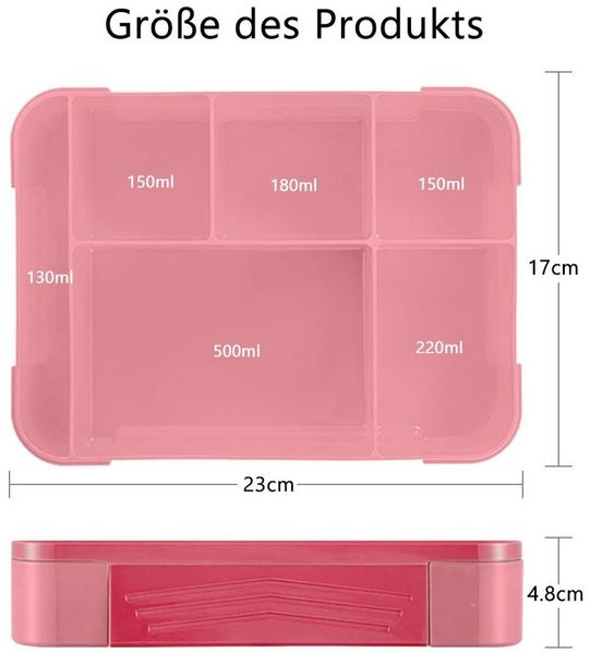 TUWENA Lunchbox Brotdose Kinder mit Fächern, 1330ml auslaufsichere Lunchbox, Snackbox