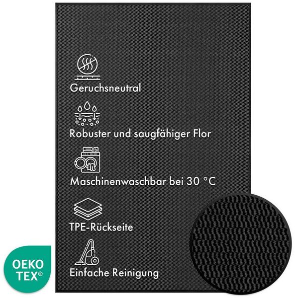 Floordirekt Fußmatte SKY Novo, enorm rutschfeste TPE-Rückseite, effektive Schmutzaufnahme, Rechteckig, Höhe: 7 mm, In- & Outdoor Schmutzfangmatte, saugstarker Flor, 30° Maschinenwäsche