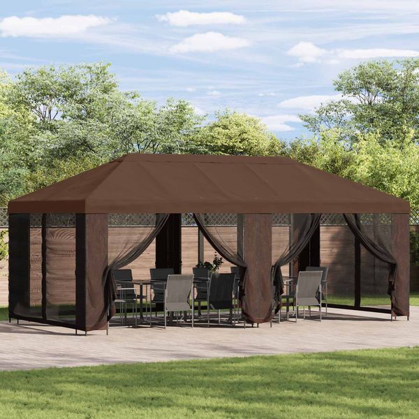 vidaXL Garten Pavillon 6x3 m Braun Polyester und Stahl 190 3376018