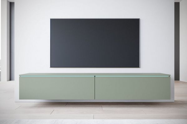 Home affaire Lowboard LOWBOARD VERA, wahlweise mit oder ohne Beleuchtung, Modernes griffloses TV-Board, 180 cm TV-Schrank, stehend und hängend