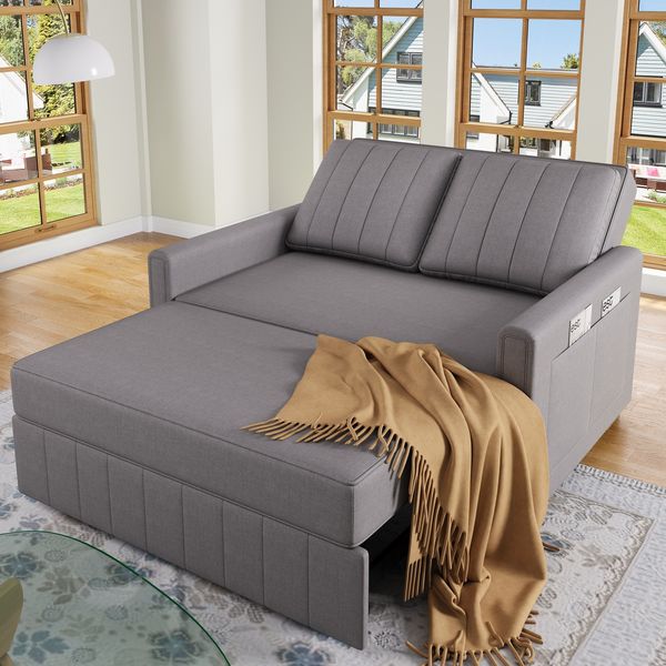 Merax 180cm Schlafsofa Sofabett, Multifunktionales Klappsofabett mit Schlaffunktion, sofa,ideal für kleine Räume, geeignet für Zuhause oder Wohnheime, verstellbare Rückenlehne, grau