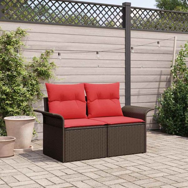 vidaXL Garten-Sofa mit Kissen 141 x 62 x 69 cm Poly-Rattan 42006698