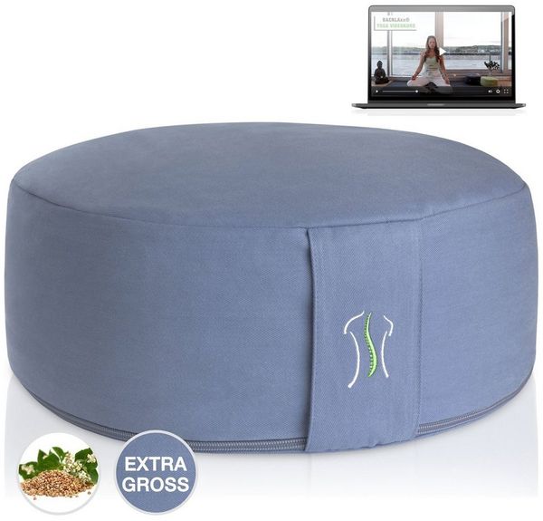BACKLAxx® Meditationskissen rund 35 cm XL – Yoga Kissen mit formstabiler Buchweizenfüllung, für Meditation & Entspannung – Sitzkissen