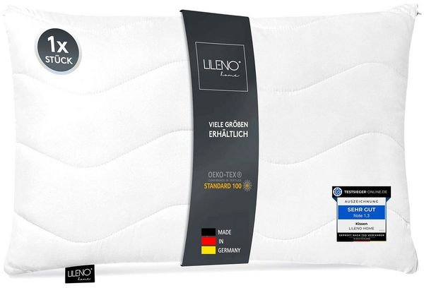 LILENO HOME Kopfkissen - gestepptes Kissen in verschiedenen Größen - Made in Germany, Füllung: 100% Polyester, Rückenschläfer, Seitenschläfer, Bauchschläfer, Set, 1er Set, Kopfkissen 40x70 cm, allergikergeeignet, Bettkissen oder Dekokissen