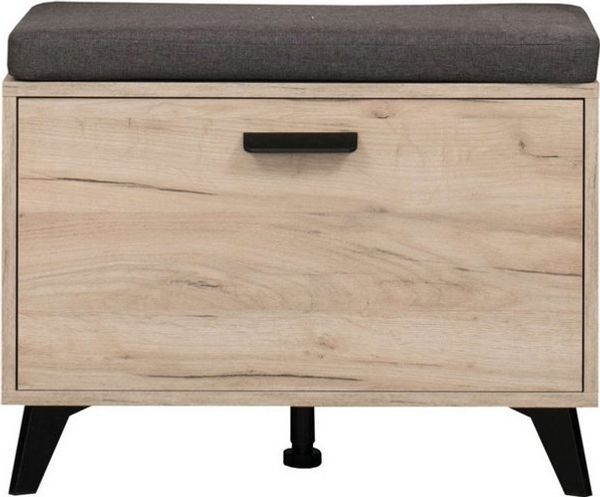 INOSIGN Schuhbank Umbria, Schuhschrank, Schuhregal, Schuhtruhe, Breite 68 cm, mit Sitzkissen, 2 geschlossenen Fächern, Klapptür, in Grau Eiche