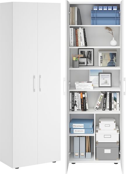 Bellamio 'Apol' Mehrzweckschrank, weiß, 176x33x60 cm, Aktenschrank mit 8 Ablagefächern