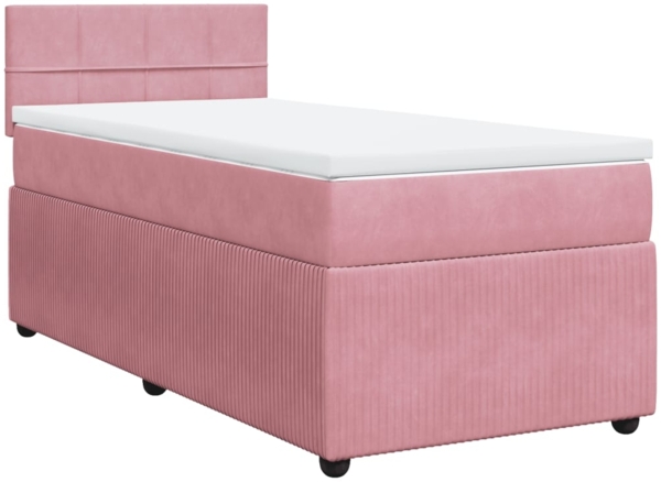 vidaXL Boxspringbett mit Matratze Rosa 100x200 cm Samt 3287667