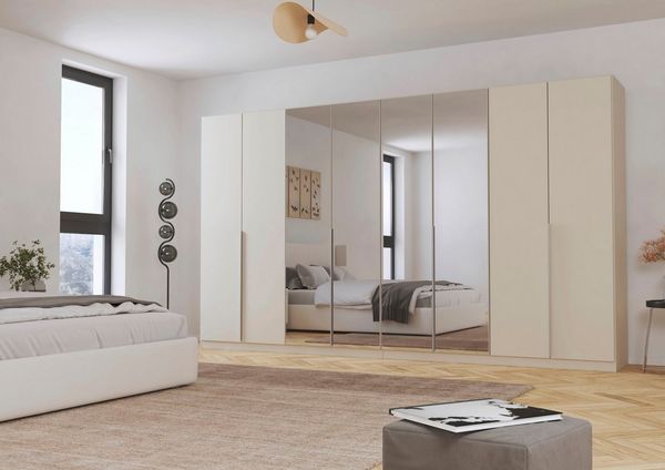 OTTO home Drehtürenschrank Kleiderschrank Schrank Garderobe AGORDO mit Dekor- oder Hochglanzfront (in zwei Griff-Farben, Breiten 91-405 cm) durchdachte Innenausstattung, in 8 Breiten und 2 Höhen MADE IN GERMANY
