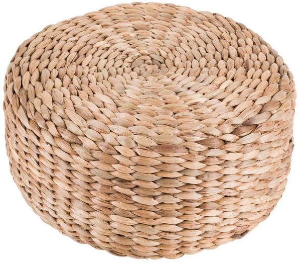 wohnfreuden Sitzhocker Pouf BRUNO aus Wasserhyazinthe Fußhocker Ø 30 cm, 49537