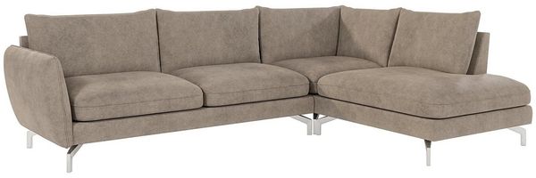 S-Style Möbel Ecksofa Benita mit Silber Metall Füßen, Ottomane links oder rechts bestellbar, mit Wellenfederung