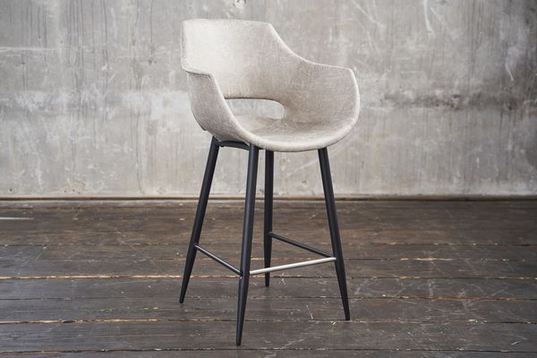 KAWOLA Barhocker ZAJA Barstuhl Sitzhöhe 76 cm Microfaser cremeweiß 114 x 59 x 57 cm