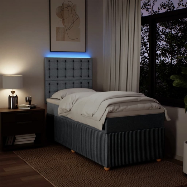 vidaXL Boxspringbett mit Matratze Hellgrau 100x200 cm Stoff 3294281 Bild 4