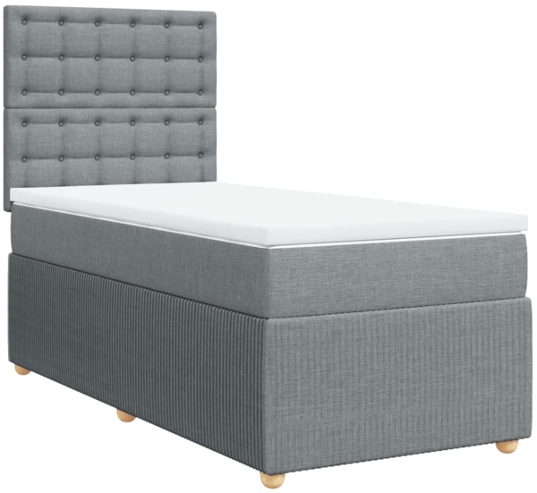 vidaXL Boxspringbett mit Matratze Hellgrau 100x200 cm Stoff 3294281 Bild 2
