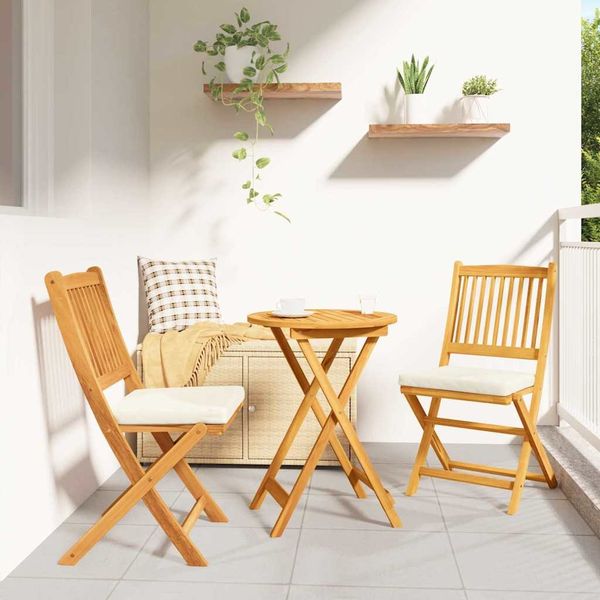 vidaXL Klappstuhl mit Kissen 2 pcs Braun Massivholz Akazie 42000953