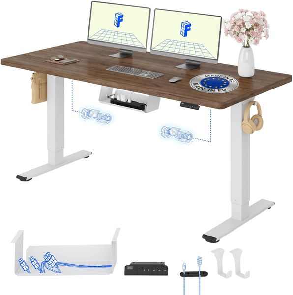 FLEXISPOT Höhenverstellbarer Schreibtisch mit 2 Motoren & 25MM EINTEILIGER Tischplatte 160x80 cm, Ergonomischer Bürotisch Elektrisch mit Kabelmanagement, Memory Funktion & Höhenanzeige