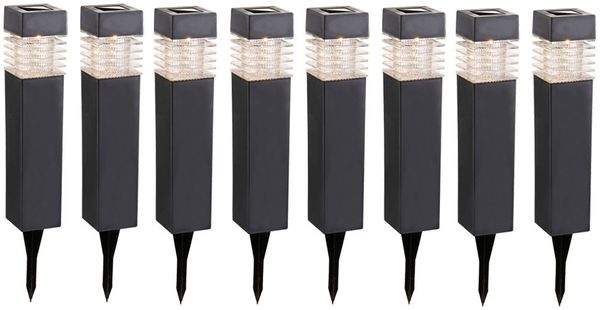 LED Solarlampen, IP44, grau, H 38,5cm, 8er Set
