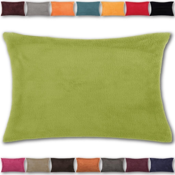 Kissenhülle Kuschel 40x60cm Kissenbezug Dekokissen Auswahl: grün - olivgrün mit Füllung Bild 4