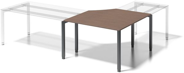 BISLEY Cito Verkettungsplatte, 740 mm höhenfixes U-Gestell, 5-Eck H 19 x B 1200/1200 x T 800 mm, Metall, Wn396 Dekor Nußbaum, Gestell Anthrazitgrau, 80 x 122 x 74 cm