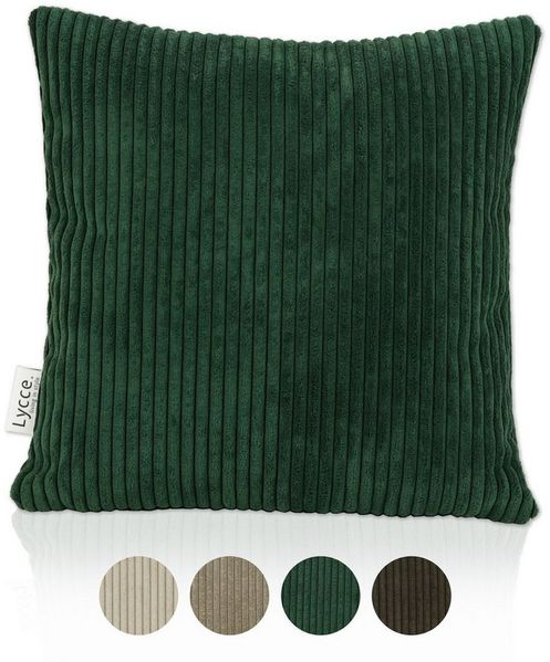 Lycce Dekokissen Kissenbezug aus trendigem Cordstoff (40x40cm), grün