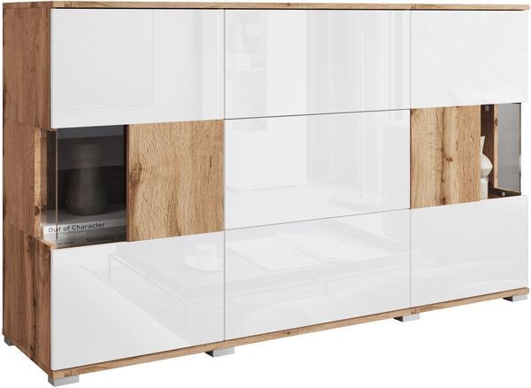 INOSIGN Sideboard Kenia (1 St), Sideboard mit 3 Schubladen, 6 Fächern, Glastüren, Breite 150 cm
