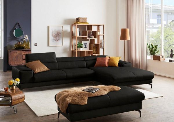 W.SCHILLIG Ecksofa piedroo, Designsofa mit tollem Sitzkomfort, bequem und elegant, L-Form, Kopfteilverstellung, wahlweise mit Sitztiefenverstellung, Breite 343cm