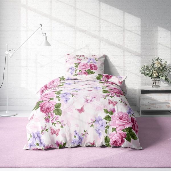 One Home Bettwäsche Schmetterlinge lieben Blumen, Mikrofaser, 4 teilig, floral und geblümt