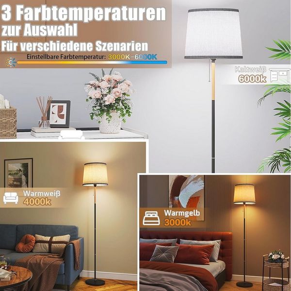 TLGREEN Stehlampe mit Smart LED-Birne & Fernbedienung, 170cm Hohe Standleuchte inkl. 9W LED, E27 Fassung, Für Wohnzimmer, Schlafzimmer, Büro