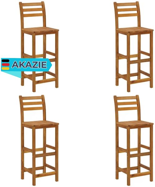Barhocker LENI 4er Set Massivholz Akazie | Barstühle Küchenhocker Thekenhocker für Küche Hausbar