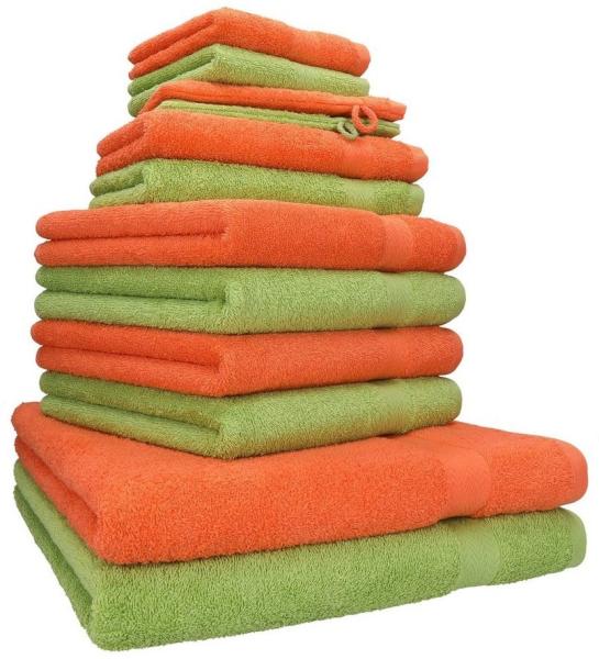 Betz Handtuch Set 12-TLG. Handtuch Set Premium Farbe blutorange/avocadogrün, 100% Baumwolle (12-St)