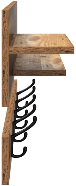 vidaXL Wandmontierter Kleiderständer mit Regal Altholz 90 x 15 x 36 cm 874425 Bild 5