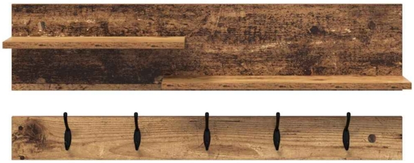 vidaXL Wandmontierter Kleiderständer mit Regal Altholz 90 x 15 x 36 cm 874425 Bild 4