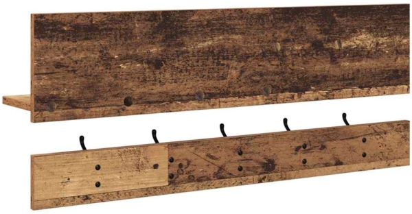 vidaXL Wandmontierter Kleiderständer mit Regal Altholz 90 x 15 x 36 cm 874425 Bild 6