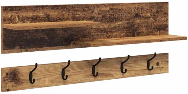 vidaXL Wandmontierter Kleiderständer mit Regal Altholz 90 x 15 x 36 cm 874425 Bild 1