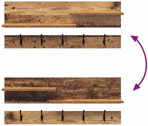 vidaXL Wandmontierter Kleiderständer mit Regal Altholz 90 x 15 x 36 cm 874425 Bild 8