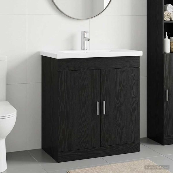 vidaXL Badezimmermöbel-Set Schwarze Eiche 81 x 40 x 84,5 cm 3404359