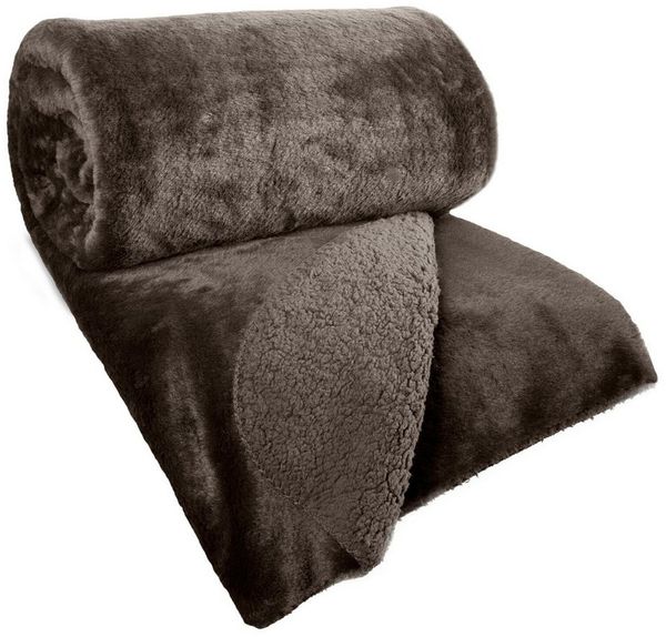 Eurofirany Tagesdecke Fellbettüberwurf NINA, Felloptik, eleganter Überwurf für Bett & Sofa beidseitig, kuschelweich