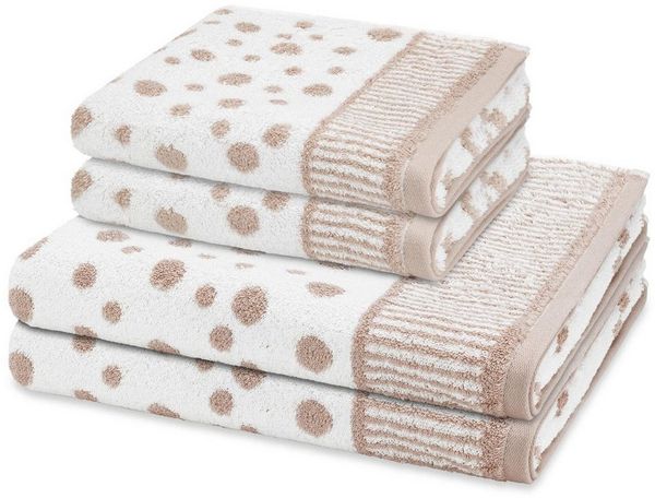 ROSS Handtuch Set Punkte allover, Frottee (Spar-Set, 4-St), 2 X Handtuch 2 X Duschtuch im Set - Baumwolle - Saugstark