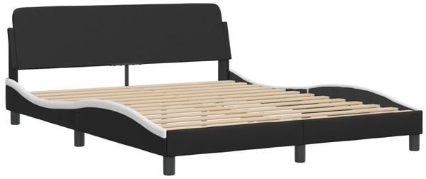 vidaXL Bett mit Matratze "Dover" Schwarz und Weiß 160x200 cm Kunstleder 3208442 Bild 4