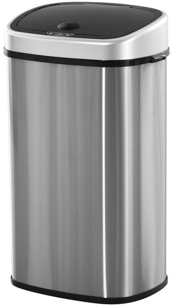 HOMCOM Mülleimer mit Infrarotsensor, 48L, Automatik Mülleimer Abfalleimer mit Infrarotsensor Küche Silber