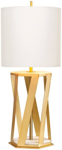 Elstead Apollo Tischleuchte messing Lampenschirm weiss 87cm