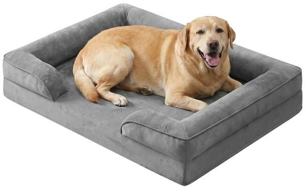 FEANDREA Tierbett Bezug abnehmbar, waschbar, rutschfest, Innenfutter wasserabweisend, Hundebett, erhöhter Rand, Noppenschaumstoff, M, 76 x 51 x 16 cm