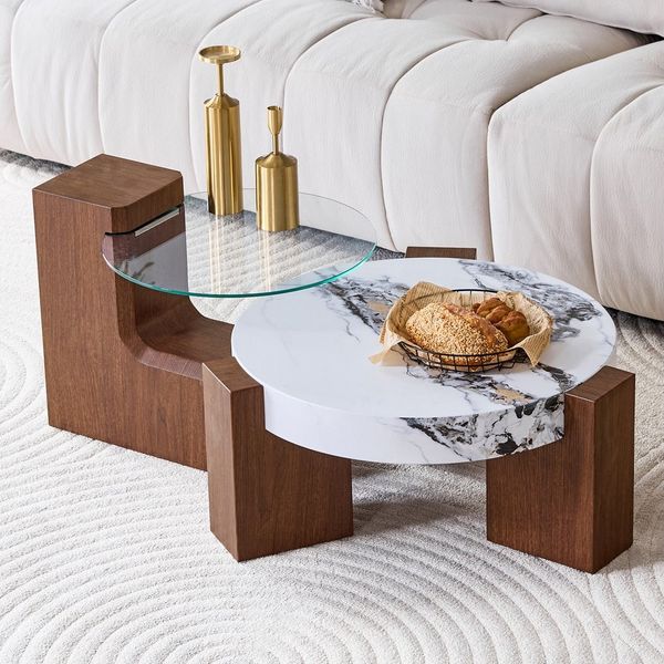 i@home Beistelltisch runder Tisch, Couchtisch (2-St, 1 Set, 2 Tisch), mit Glasplatte,zerlegbares Design für eine flexiblere Raumnutzung