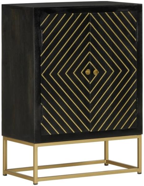 vidaXL Sideboard mit 2 Türen Schwarz Gold 55x30x75 cm Massivholz Mango 352042