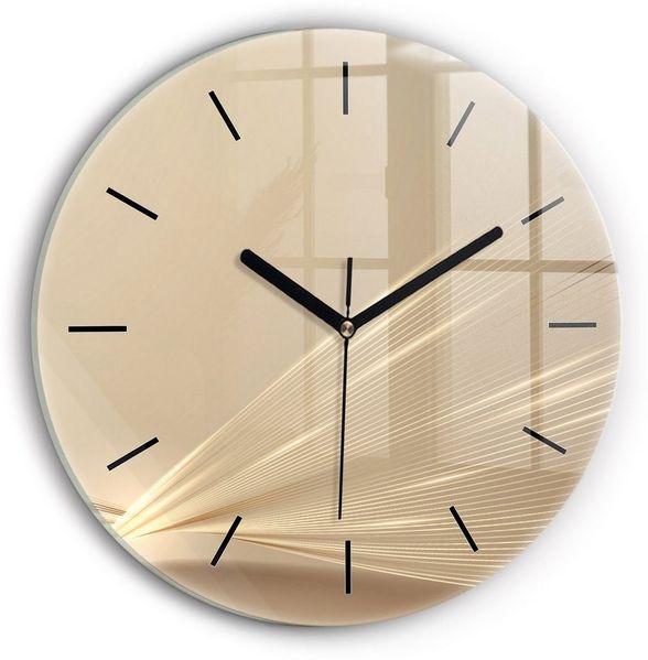 Tulup Wanduhr Glasuhr Abstraktes Licht Runde Moderne Uhr aus Gehärtetem Glas