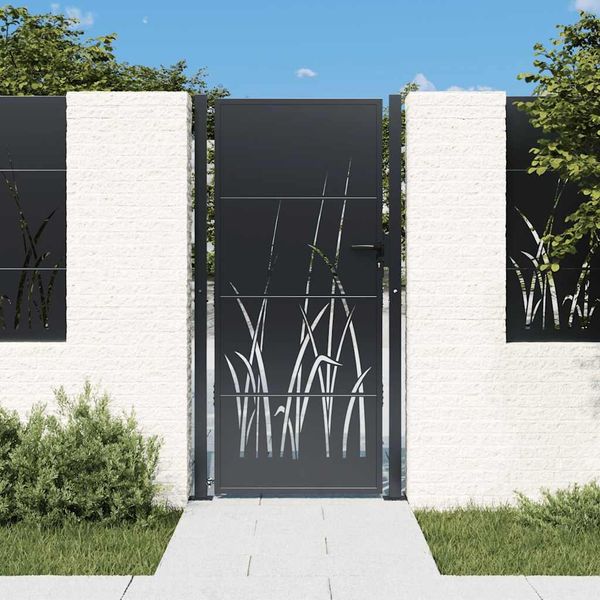 vidaXL Gartentor Anthrazit 100x175 cm Stahl Gras-Design 153170