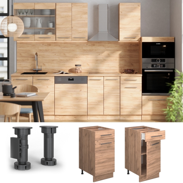 Küchenunterschrank Fame-Line Goldkraft Eiche 40 cm ohne Arbeitsplatte Vicco Bild 3